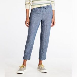 NWT L.L.Bean Premium Linen Breezy Pull-On Ankle Pants Women's Size 18